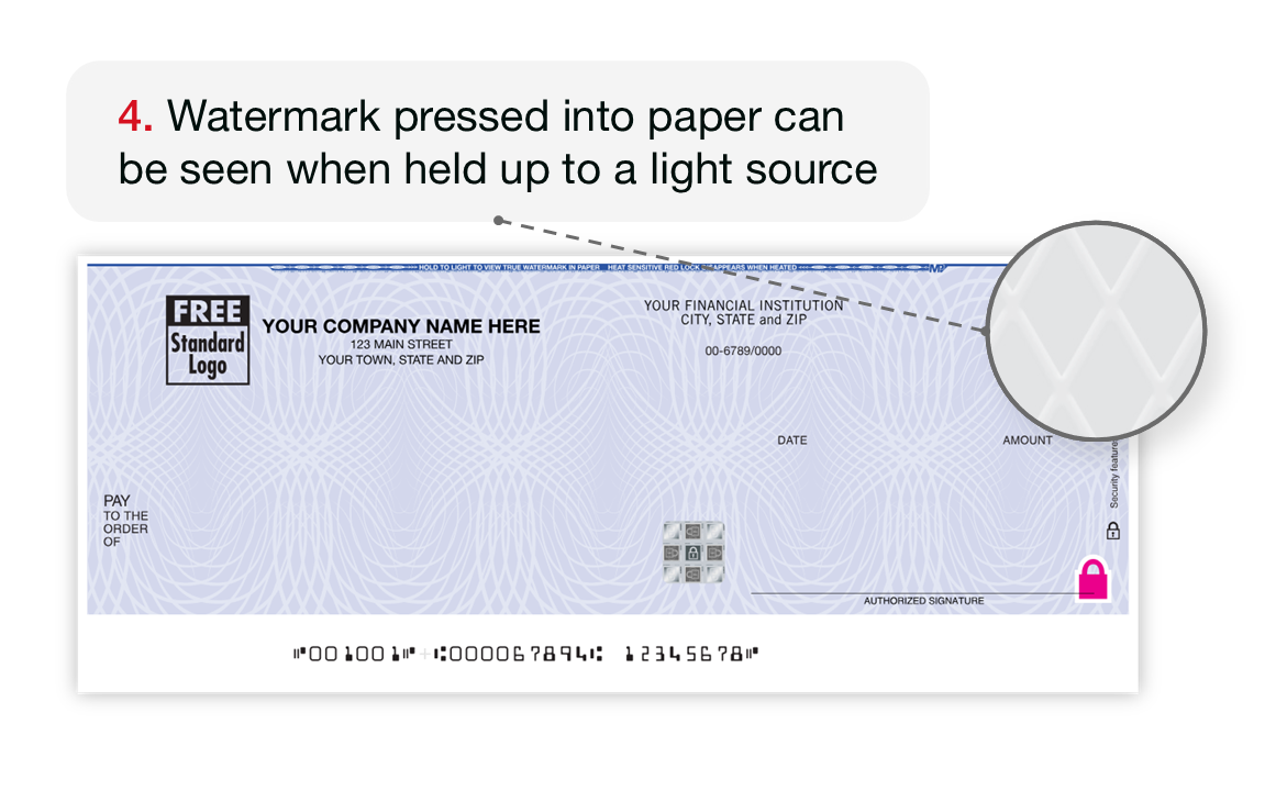 Watermark pressed into paper can be seen when held up to a light source